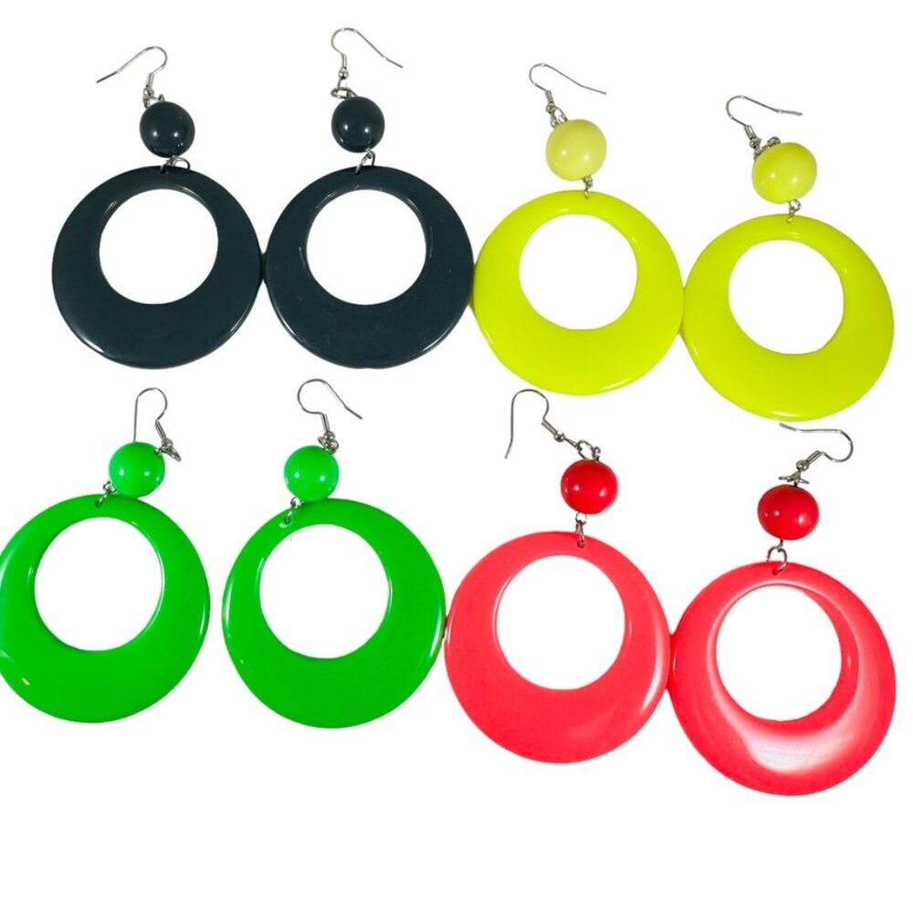 GoGo girl inspired acrylic neon hoop dangle earrings